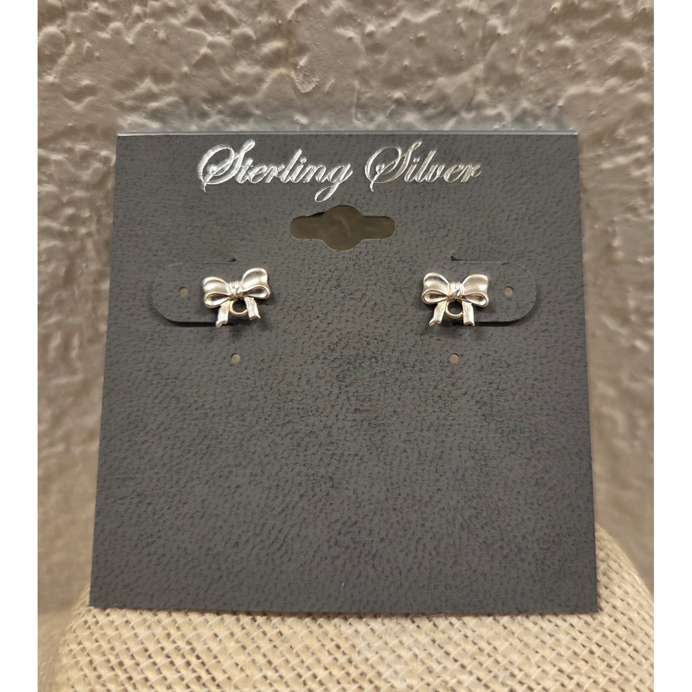 Sterling Silver‎ Bow tie Stud Earrings